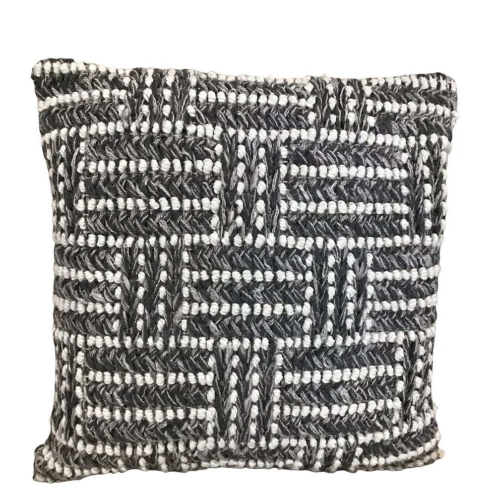 Woven Black and White Throw Pillow
